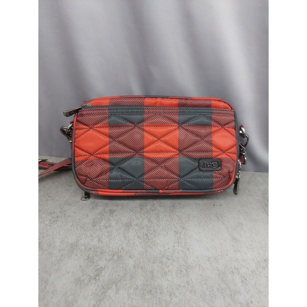 Lug Roundabout Buffalo Plaid With Crossbody Strap Travel Lots Of Pockets 9 inch